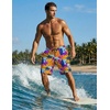 Ekouaer 9 Inch Mens Swim Trunks with Compression Liner 2 in 1 Board Shorts(Orange Coconut Tree)