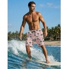 Ekouaer 9 Inch Mens Swim Trunks with Compression Liner 2 in 1 Board Shorts(Pink Coconut Tree)
