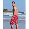 Ekouaer 9 Inch Mens Swim Trunks with Compression Liner 2 in 1 Board Shorts(Red- American Flag)