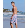 Ekouaer 9 Inch Mens Swim Trunks with Compression Liner 2 in 1 Board Shorts(Turtle Pink)