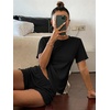 Ekouaer Cute Pajama Sets for Women Summer Short Sleeve Lounge Sets S-XXL(Black)