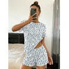 Ekouaer Cute Pajama Sets for Women Summer Short Sleeve Lounge Sets S-XXL(Blue Floral)