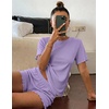 Ekouaer Cute Pajama Sets for Women Summer Short Sleeve Lounge Sets S-XXL(Lilac)