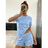 Ekouaer Cute Pajama Sets for Women Summer Short Sleeve Lounge Sets S-XXL(Ocean Blue)