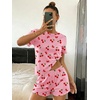 Ekouaer Cute Pajama Sets for Women Summer Short Sleeve Lounge Sets S-XXL(Pink Cherry)