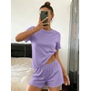 Ekouaer Cute Pajama Sets for Women Summer Short Sleeve Lounge Sets S-XXL(Purple)