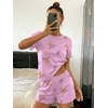 Ekouaer Cute Pajama Sets for Women Summer Short Sleeve Lounge Sets S-XXL(Purple Flowers)