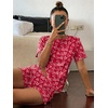 Ekouaer Cute Pajama Sets for Women Summer Short Sleeve Lounge Sets S-XXL(Red Love)