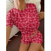 Ekouaer Cute Pajama Sets for Women Summer Short Sleeve Lounge Sets S-XXL(Red Love)
