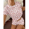 Ekouaer Cute Pajama Sets for Women Summer Short Sleeve Lounge Sets S-XXL(Strawberry)