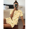 Ekouaer Cute Pajama Sets for Women Summer Short Sleeve Lounge Sets S-XXL(Yellow Fruit)