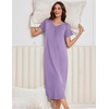 Ekouaer Long Nightgowns for Women 3 Pack House Dress Plus Size Moo Moos(Black/Black Floral/Light Purple)