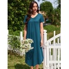 Ekouaer Long Nightgowns for Women 3 Pack House Dress Plus Size Moo Moos(Black/Blue Green/Wine Red Print)