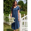 Ekouaer Long Nightgowns for Women 3 Pack House Dress Plus Size Moo Moos(Black/Blue/Purple)
