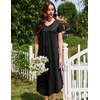 Ekouaer Long Nightgowns for Women 3 Pack House Dress Plus Size Moo Moos(Black/Grey Print/Purple)