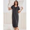 Ekouaer Long Nightgowns for Women 3 Pack House Dress Plus Size Moo Moos(Black/Grey/Green Floral)