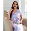Ekouaer Long Nightgowns for Women 3 Pack House Dress Plus Size Moo Moos(Black/Navy Blue/Tie Dye)