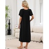 Ekouaer Long Nightgowns for Women Short Sleeve Full Length Night Shirts(Black)
