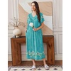 Ekouaer Long Nightgowns for Women Short Sleeve Full Length Night Shirts(Blue Floral)