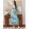 Ekouaer Long Nightgowns for Women Short Sleeve Full Length Night Shirts(Blue Flower)