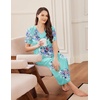 Ekouaer Long Nightgowns for Women Short Sleeve Full Length Night Shirts(Blue Flower)