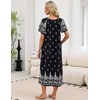 Ekouaer Long Nightgowns for Women Short Sleeve Full Length Night Shirts(Floral Black)