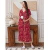 Ekouaer Long Nightgowns for Women Short Sleeve Full Length Night Shirts(Floral Red)