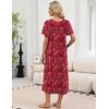 Ekouaer Long Nightgowns for Women Short Sleeve Full Length Night Shirts(Floral Red)