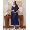 Ekouaer Long Nightgowns for Women Short Sleeve Full Length Night Shirts(Navy Blue)