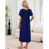 Ekouaer Long Nightgowns for Women Short Sleeve Full Length Night Shirts(Navy Blue)