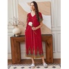 Ekouaer Long Nightgowns for Women Short Sleeve Full Length Night Shirts(Peacock Feather)