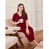 Ekouaer Long Nightgowns for Women Short Sleeve Full Length Night Shirts(Wine Red)