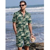 Ekouaer Men’s Pajama Sets Button Down Summer Pjs Hawaiian Lounge Set XS-XXL(Coconut Tree & Blue Green)