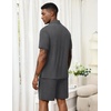Ekouaer Men’s Pajama Sets Button Down Summer Pjs Hawaiian Lounge Set XS-XXL(Dark Grey)