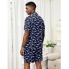 Ekouaer Men’s Pajama Sets Button Down Summer Pjs Hawaiian Lounge Set XS-XXL(Dinosaur Skeleton)