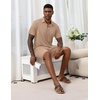 Ekouaer Men’s Pajama Sets Button Down Summer Pjs Hawaiian Lounge Set XS-XXL(Khaki)