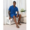 Ekouaer Men’s Pajama Sets Button Down Summer Pjs Hawaiian Lounge Set XS-XXL(Royal Blue)