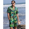 Ekouaer Men’s Pajama Sets Button Down Summer Pjs Hawaiian Lounge Set XS-XXL(Tropical Plant Leopard)