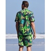 Ekouaer Men’s Pajama Sets Button Down Summer Pjs Hawaiian Lounge Set XS-XXL(Tropical Plant Leopard)