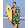 Ekouaer Men’s Pajama Sets Button Down Summer Pjs Hawaiian Lounge Set XS-XXL(Tropical Plant Leopard)