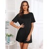 Ekouaer Nightgowns for Women 3 Pack Sleep Shirts Short Sleeve Nightshirt Pullover Nightdress Soft Sleepwear(Black/Dark Grey/Grey Stripes)