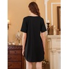 Ekouaer Nightgowns for Women 3 Pack Sleep Shirts Short Sleeve Nightshirt Pullover Nightdress Soft Sleepwear(Black/Light Grey/Leopard)