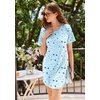 Ekouaer Nightgowns for Women 3 Pack Sleep Shirts Short Sleeve Nightshirt Pullover Nightdress Soft Sleepwear(Navy Blue/Grey/Blue Star)