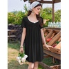 Ekouaer Nightgowns for Women Pleated Sleep Shirts Short Sleeve Night Shirts(Black)