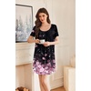 Ekouaer Nightgowns for Women Pleated Sleep Shirts Short Sleeve Night Shirts(Cherry Blossoms)