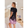 Ekouaer Nightgowns for Women Pleated Sleep Shirts Short Sleeve Night Shirts(Cherry Blossoms)
