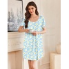 Ekouaer Nightgowns for Women Pleated Sleep Shirts Short Sleeve Night Shirts(Daisy Floral)