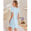 Ekouaer Nightgowns for Women Pleated Sleep Shirts Short Sleeve Night Shirts(Floral Blue)
