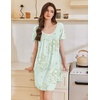 Ekouaer Nightgowns for Women Pleated Sleep Shirts Short Sleeve Night Shirts(Floral Light Green)