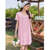 Ekouaer Nightgowns for Women Pleated Sleep Shirts Short Sleeve Night Shirts(Floral Pink)